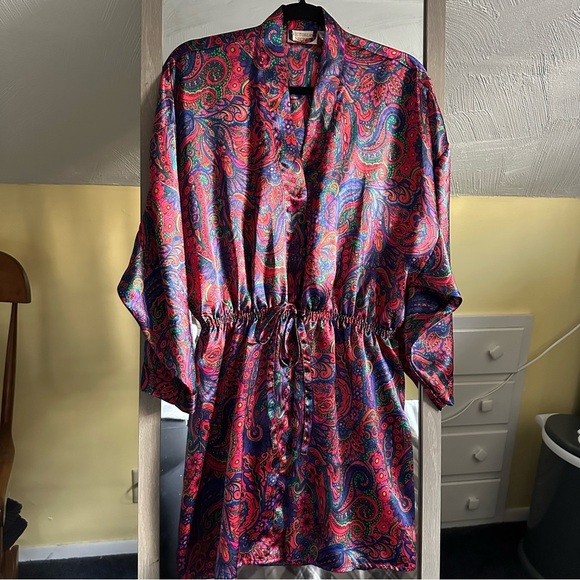Victoria's Secret Other - Victoria's Secret Vintage Gold Label Floral Paisley Print Tie Front Robe Size S